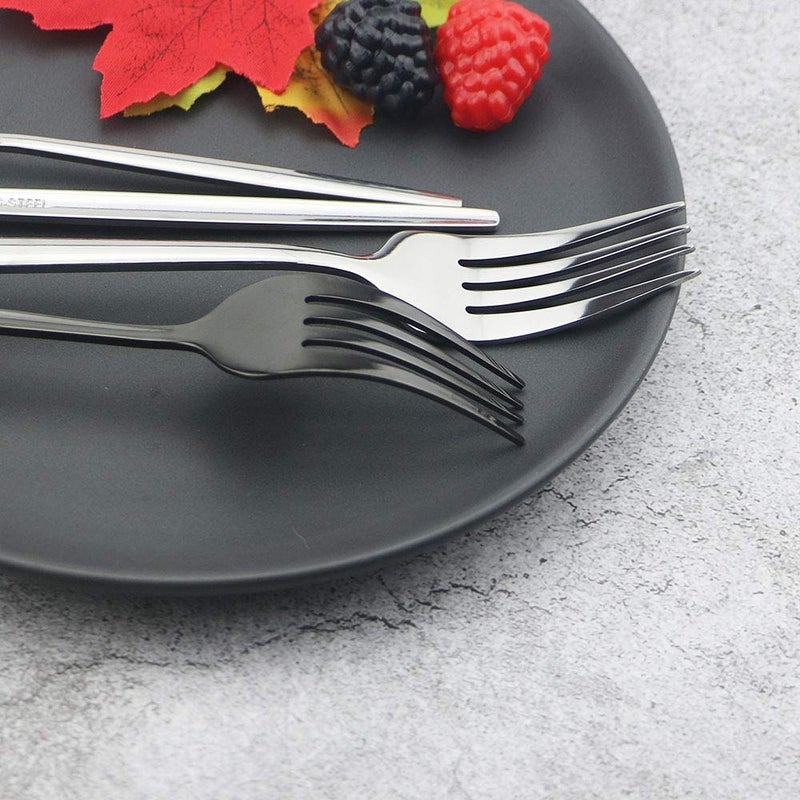 JASHII Black Flatware Serving Set 24 Piece, Stainless Steel Silverware Set, Titanium Black Cutlery, Modern Elegant Tableware for Party, Christmas, Dinner - Image 4